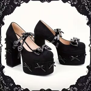 "Domaine" Gothic/Punk Black Platform Mary Jane Shoes Size 10